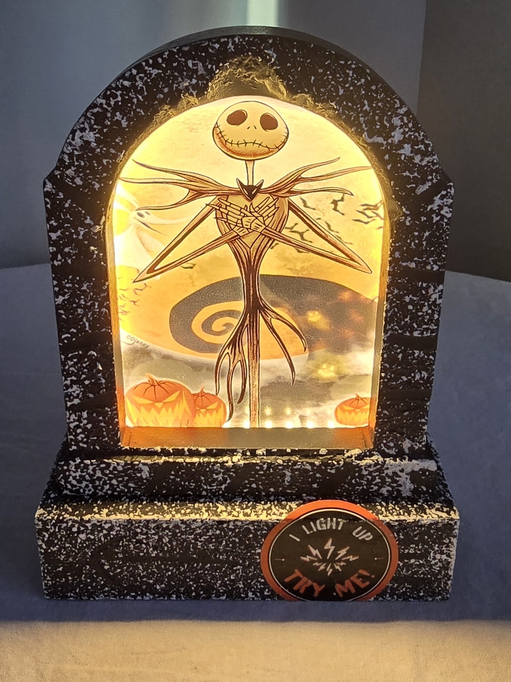 Jack Skellington Wood Tombstone Light Up Nightmare Before Christmas Table Decor